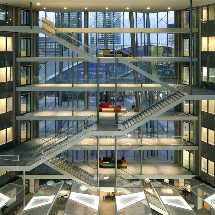 View of the atrium of the Window building, open to the outside
