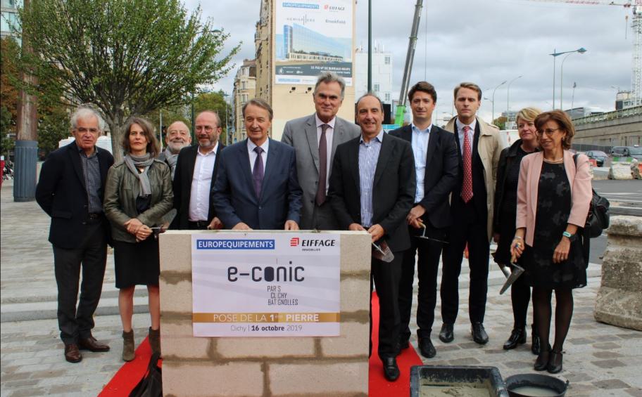 Eiffage Immobilier et Européquipements posent la 1ère pierre du projet E-conic, immeuble de bureaux ultra-modernes à Clichy-la-Garenne (92)