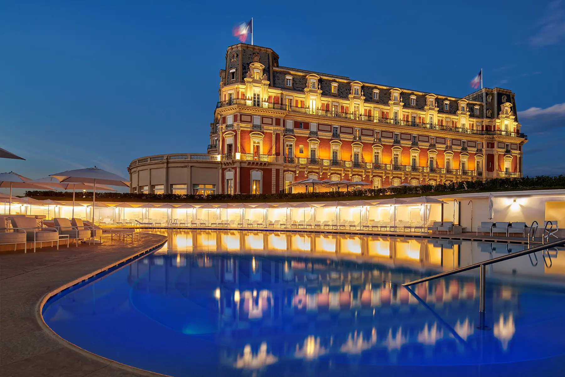L'hôtel du Palais de Biarritz de nuit